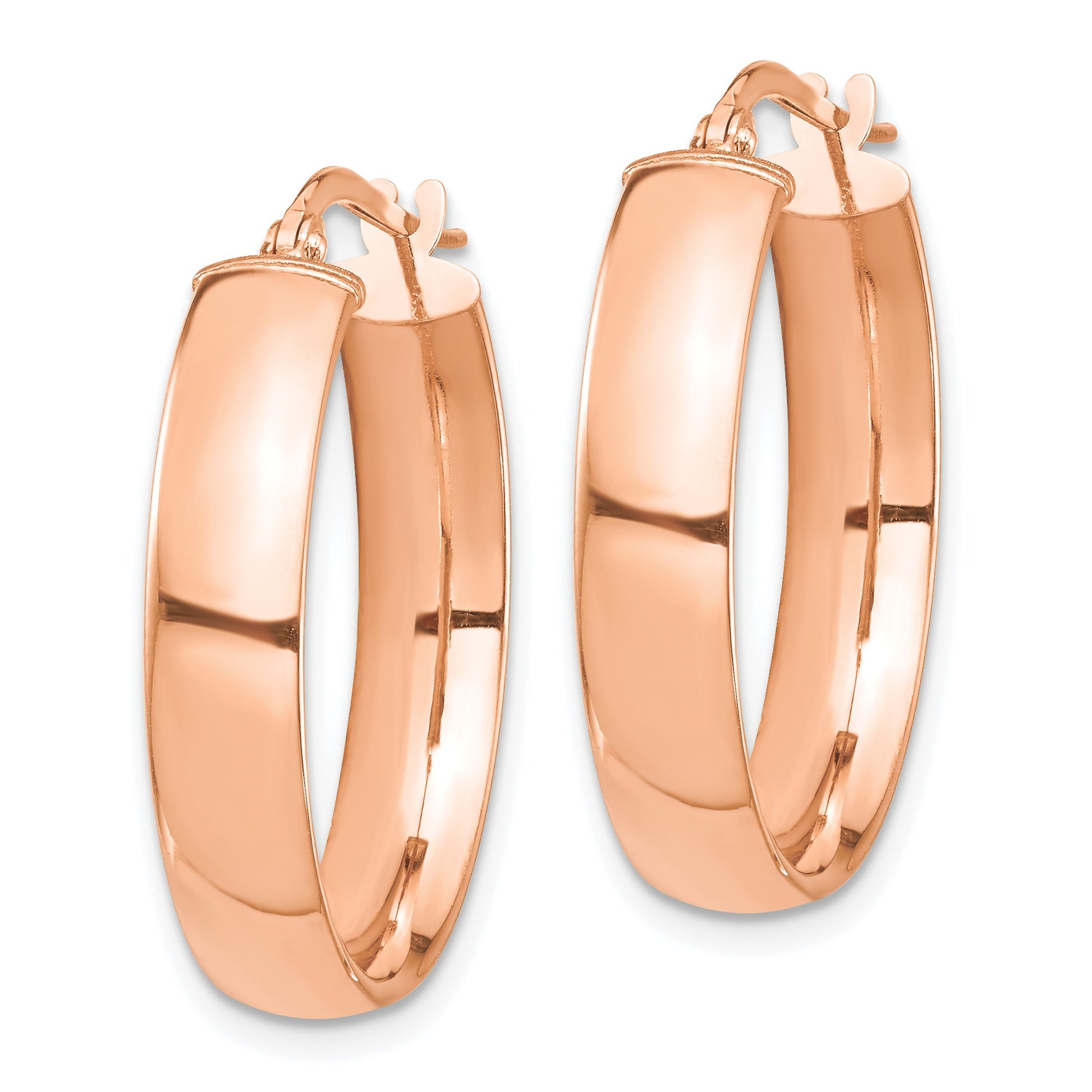 14k Rose Gold 5x26mm High Polished Tube Hoop Earrings