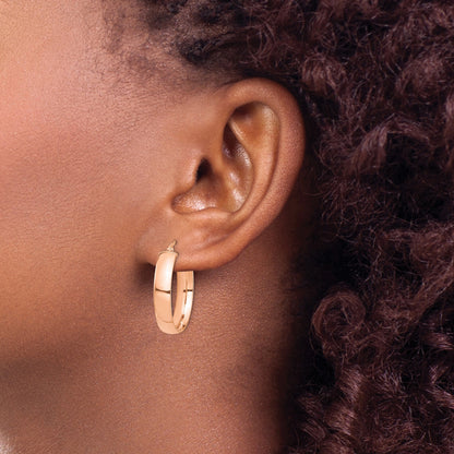 14k Rose Gold 5x26mm High Polished Tube Hoop Earrings