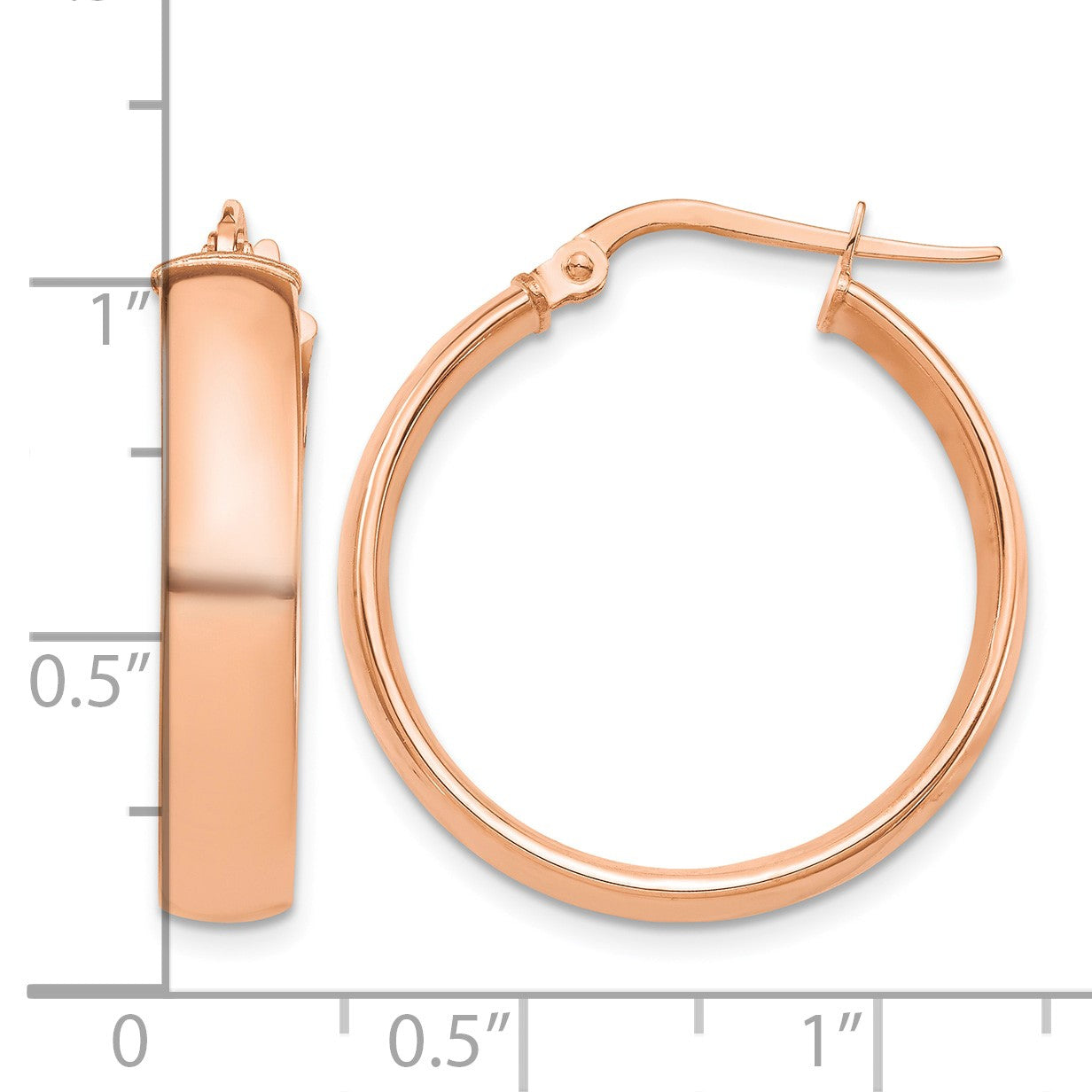 14k Rose Gold 5x26mm High Polished Tube Hoop Earrings