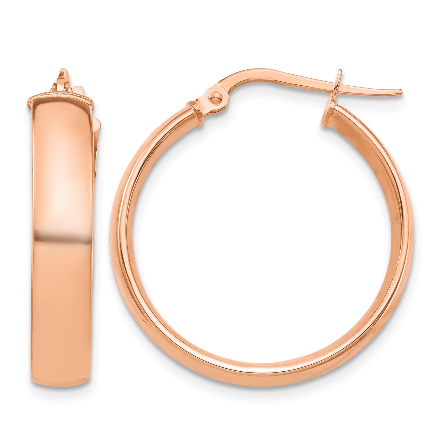 14k Rose Gold 5x26mm High Polished Tube Hoop Earrings