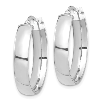 14k White Gold 5x26mm High Polished Tube Hoop Earrings
