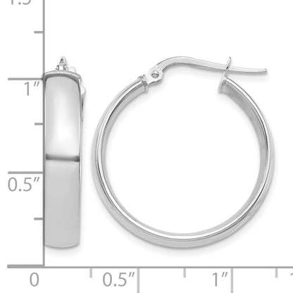 14k White Gold 5x26mm High Polished Tube Hoop Earrings