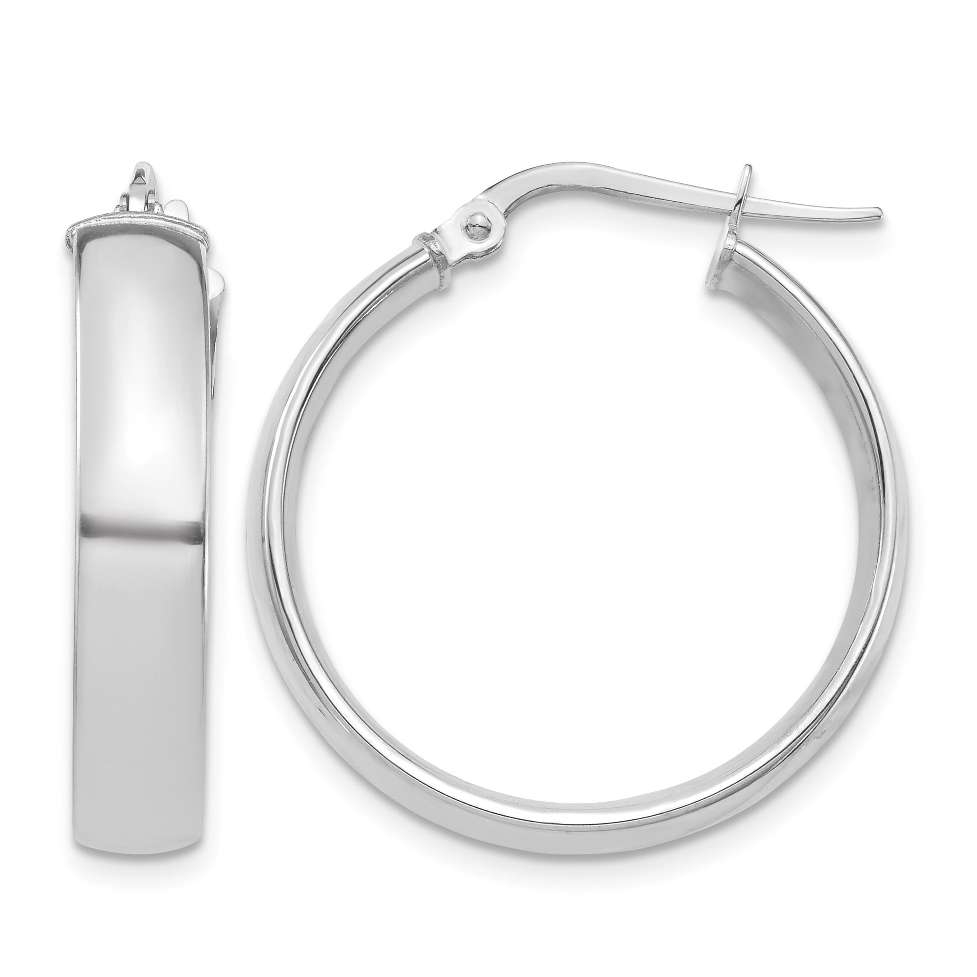14k White Gold 5x26mm High Polished Tube Hoop Earrings