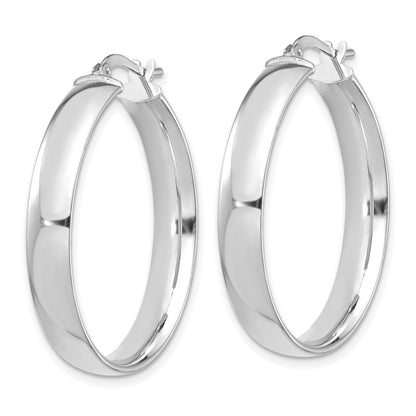 14k White Gold 5x30mm High Polished Tube Hoop Earrings