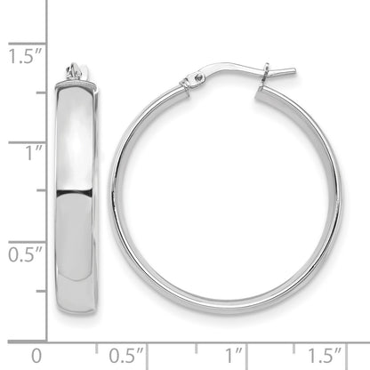 14k White Gold 5x30mm High Polished Tube Hoop Earrings