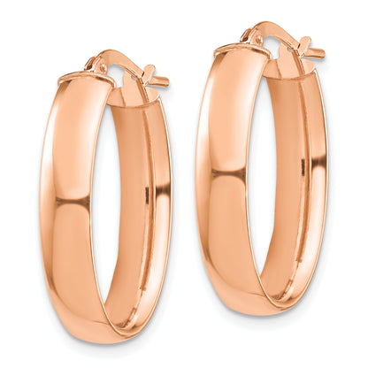 14k Rose Gold 5x25mm High Polished Oval Tube Hoop Earrings