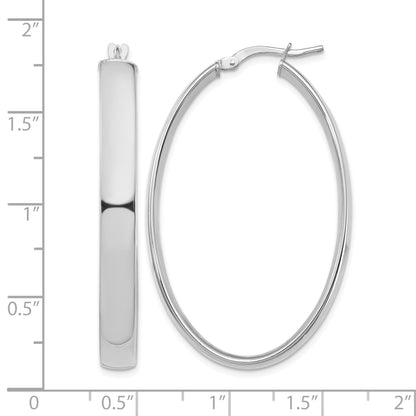 14k White Gold 5x44mm High Polished Oval Tube Hoop Earrings