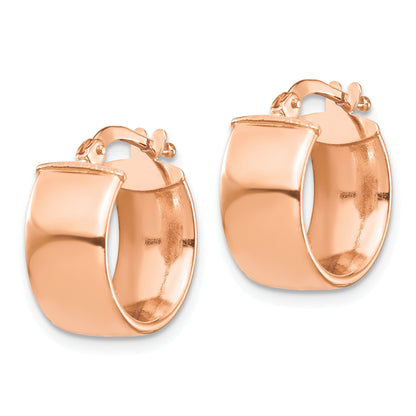 14k Rose Gold 7x14mm High Polished Tube Hoop Earrings