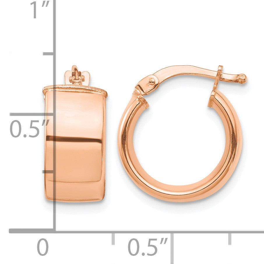 14k Rose Gold 7x14mm High Polished Tube Hoop Earrings