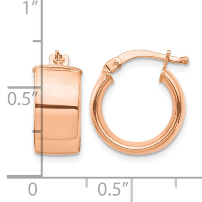 14k Rose Gold 7x14mm High Polished Tube Hoop Earrings