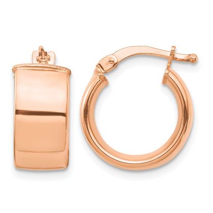 14k Rose Gold 7x14mm High Polished Tube Hoop Earrings