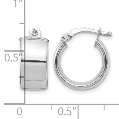14k White Gold 7x14mm High Polished Tube Hoop Earrings