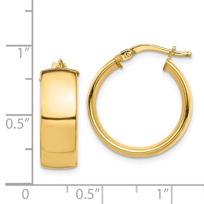 14k High Polished 7mm Hoop Earrings