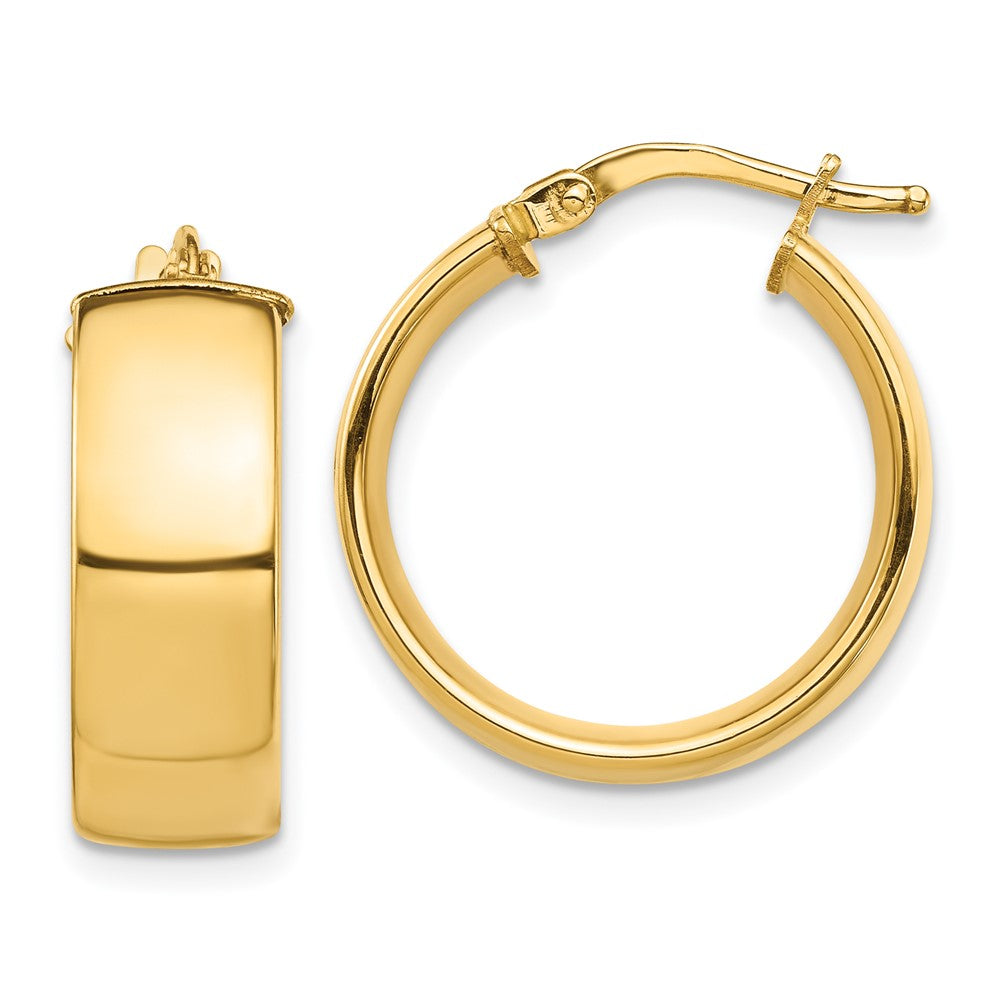 14k High Polished 7mm Hoop Earrings