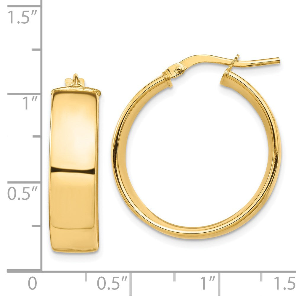 14k High Polished 7mm Hoop Earrings