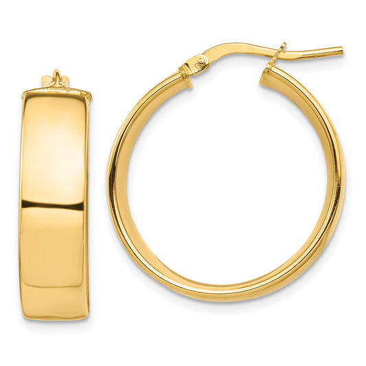 14k High Polished 7mm Hoop Earrings