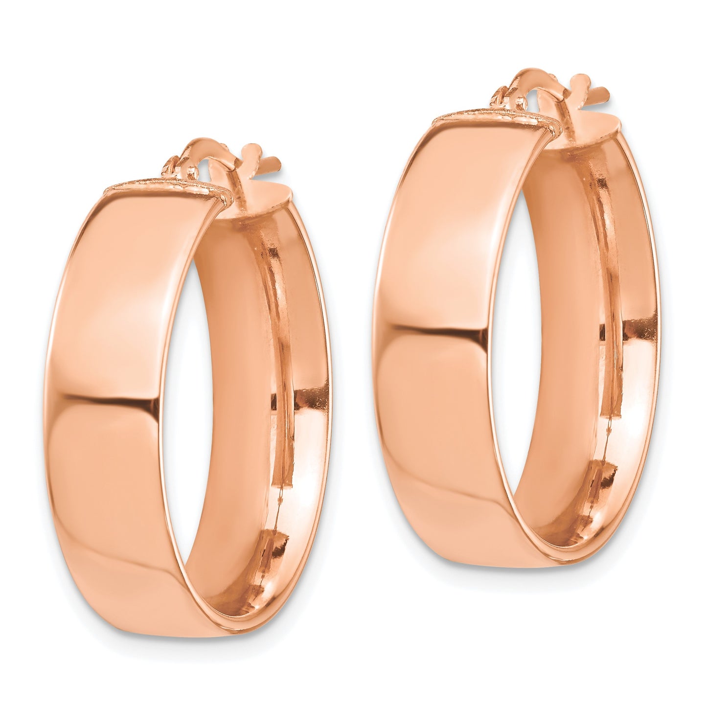 14k Rose Gold 7x24mm High Polished Tube Hoop Earrings