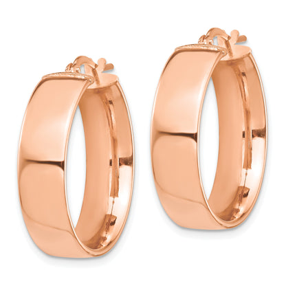 14k Rose Gold 7x24mm High Polished Tube Hoop Earrings