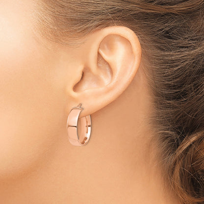14k Rose Gold 7x24mm High Polished Tube Hoop Earrings