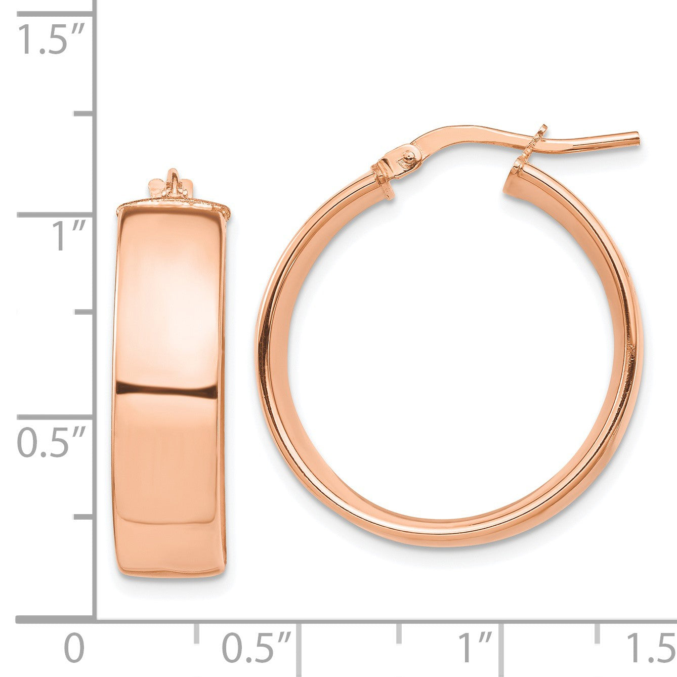 14k Rose Gold 7x24mm High Polished Tube Hoop Earrings