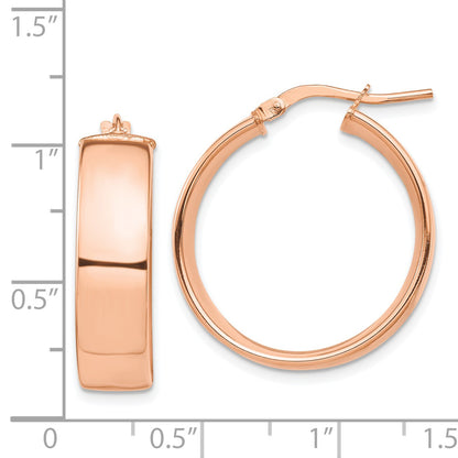 14k Rose Gold 7x24mm High Polished Tube Hoop Earrings