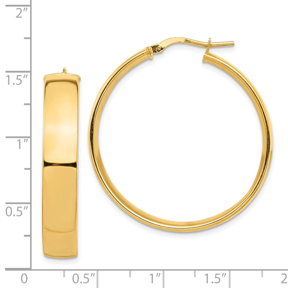 14k High Polished 7mm Hoop Earrings