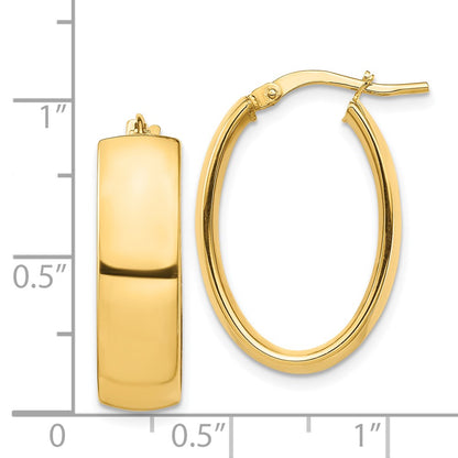 14k High Polished 7mm Oval Hoop Earrings