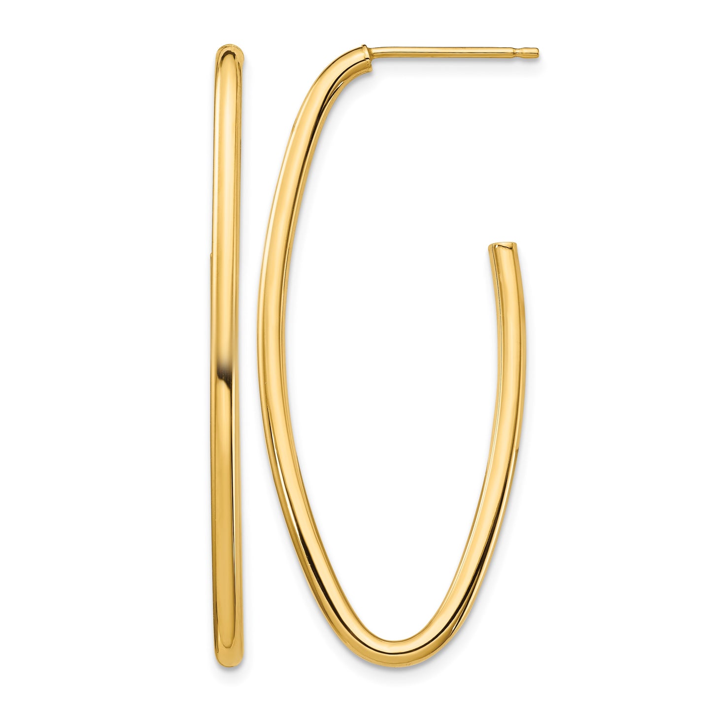14k Polished Pointed Oval Post Dangle Earrings