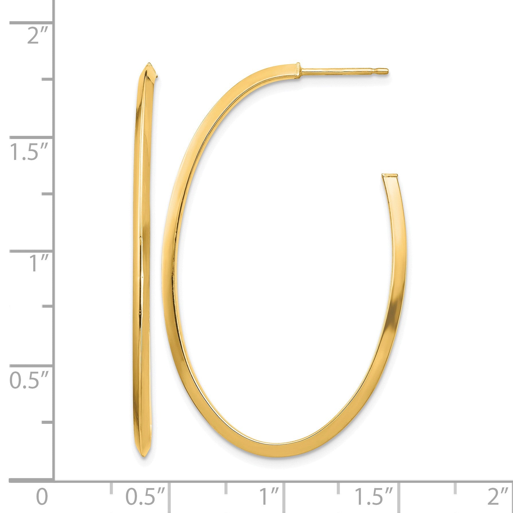 14k Polished Knife Edge Oval 2mm Post Dangle Earrings