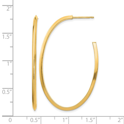14k Polished Knife Edge Oval 2mm Post Dangle Earrings
