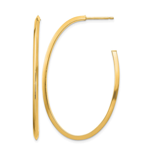 14k Polished Knife Edge Oval 2mm Post Dangle Earrings