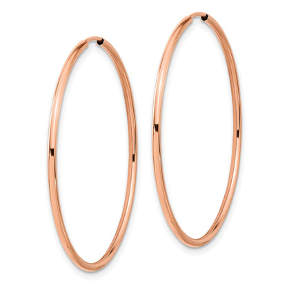 14k Rose Gold 1.5x40mm Polished Endless Tube Hoop Earrings