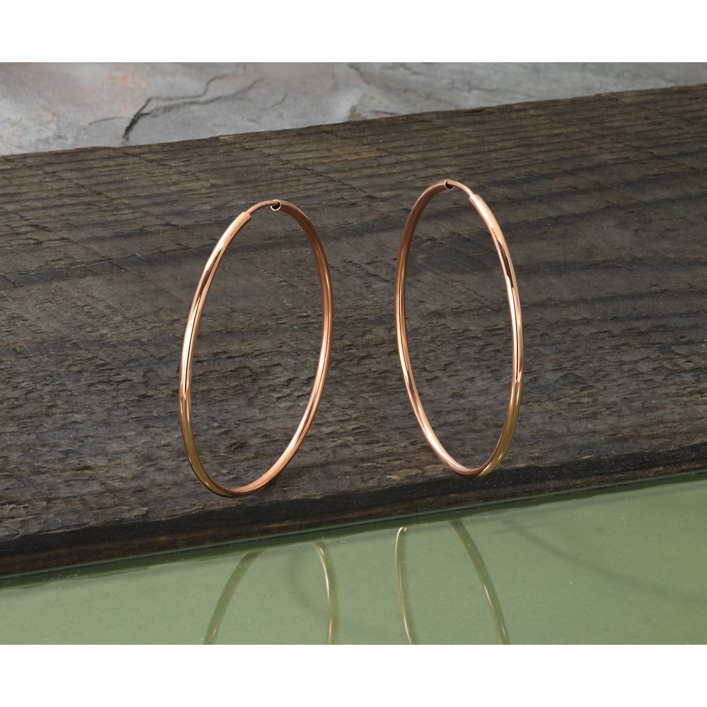 14k Rose Gold 1.5x40mm Polished Endless Tube Hoop Earrings