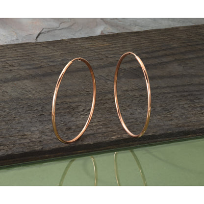 14k Rose Gold 1.5x40mm Polished Endless Tube Hoop Earrings