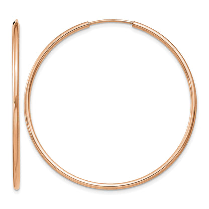 14k Rose Gold 1.5x40mm Polished Endless Tube Hoop Earrings