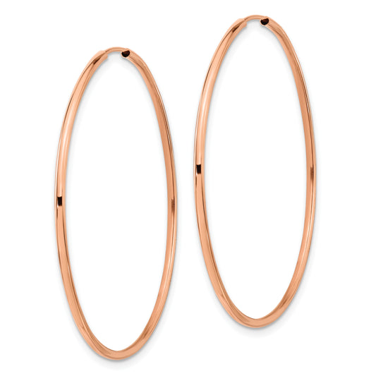 14k Rose Gold 1.5x45mm Polished Endless Tube Hoop Earrings