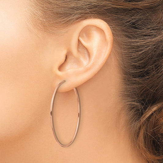 14k Rose Gold 1.5x51mm Polished Endless Tube Hoop Earrings