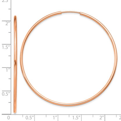 14k Rose Gold 1.5x51mm Polished Endless Tube Hoop Earrings