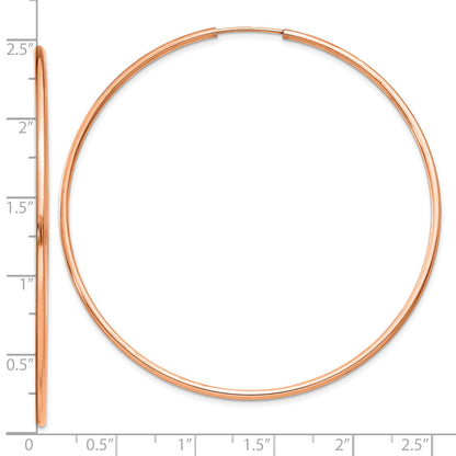 14k Rose Gold 1.5x57mm Polished Endless Tube Hoop Earrings