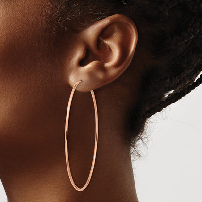 14k Rose Gold 1.5x64mm Polished Endless Tube Hoop Earrings