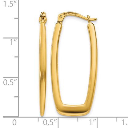 14k 2.25x31mm Polished Rectangle Tube Hoop Earrings