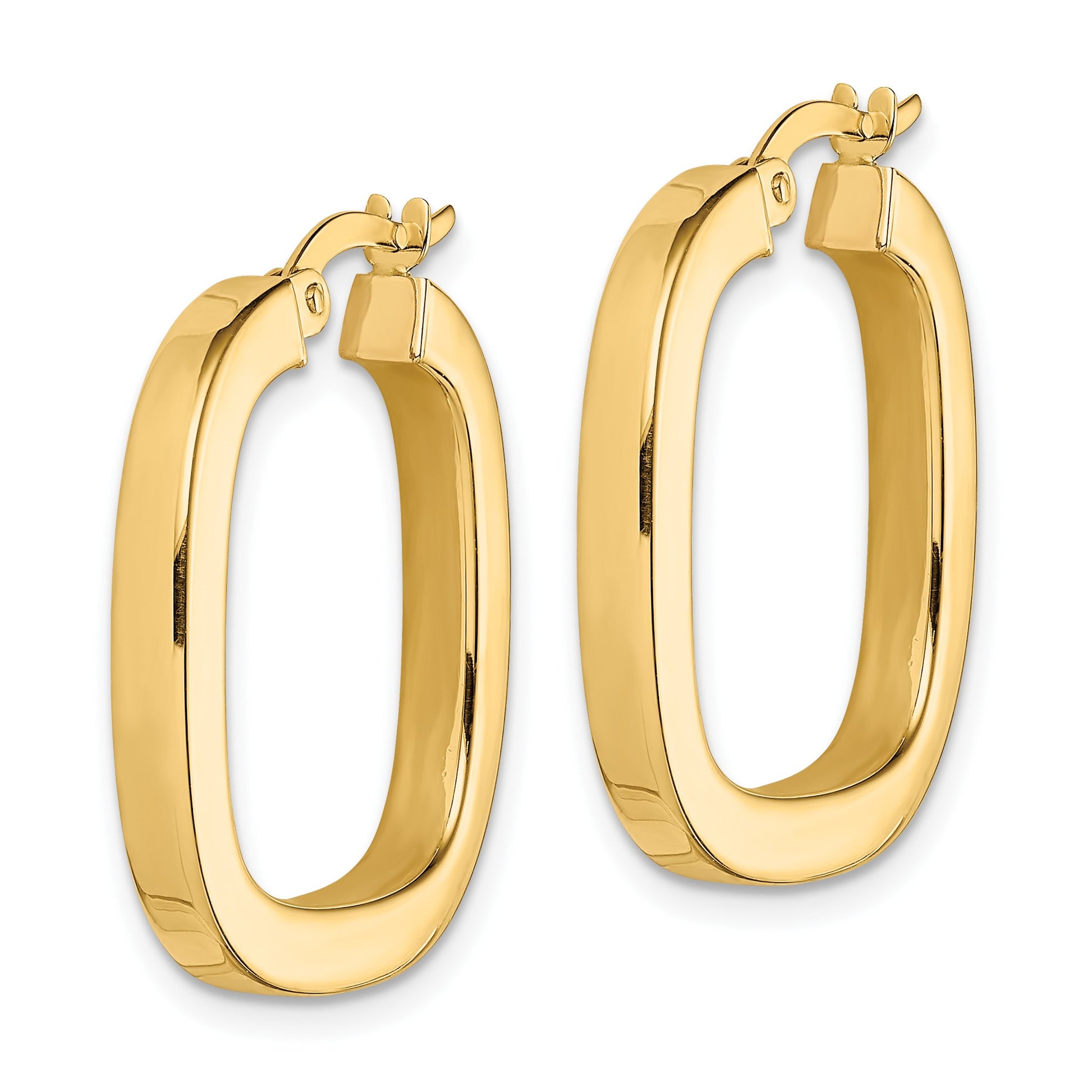 14K 3x23mm Square Tube Hollow Hoop Earrings