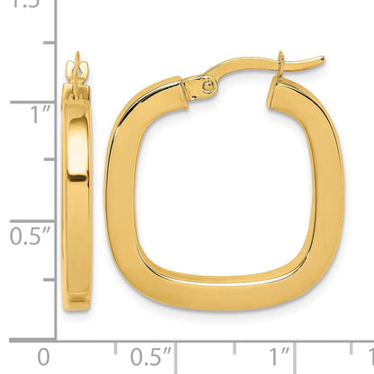 14K 3x23mm Square Tube Hollow Hoop Earrings