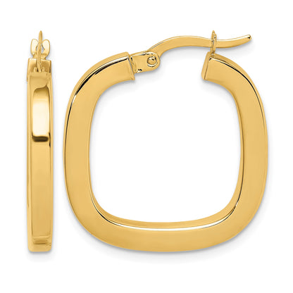 14K 3x23mm Square Tube Hollow Hoop Earrings