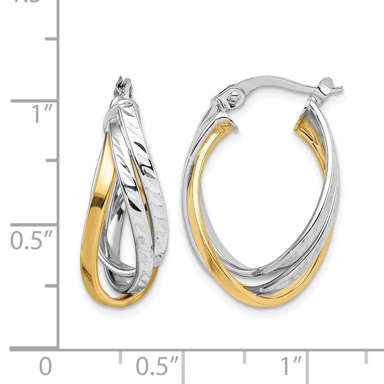 14K Two Tone Hoop Earrings