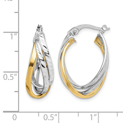 14K Two Tone Hoop Earrings