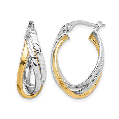 14K Two Tone Hoop Earrings