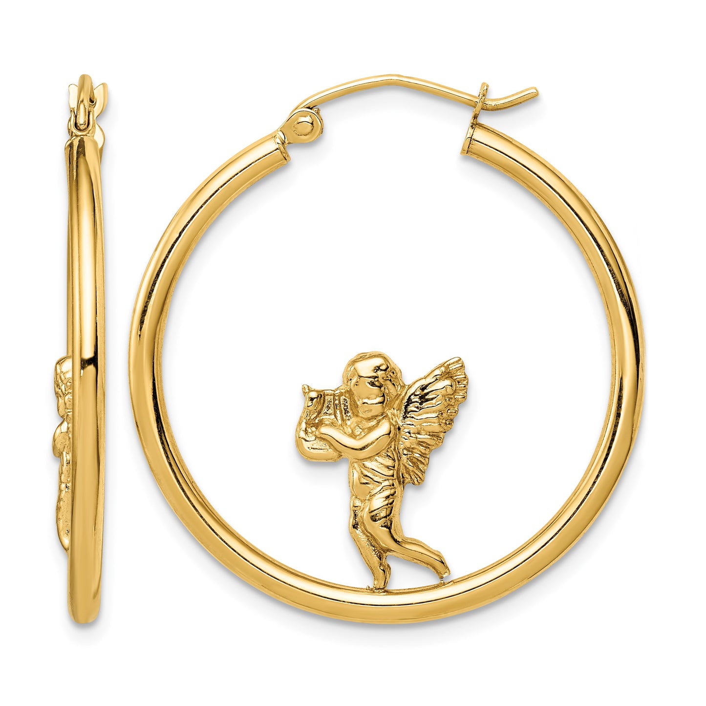 14k with Angel Hoop Earrings