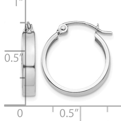 14k White Gold 3x14mm Polished Hoop Earrings