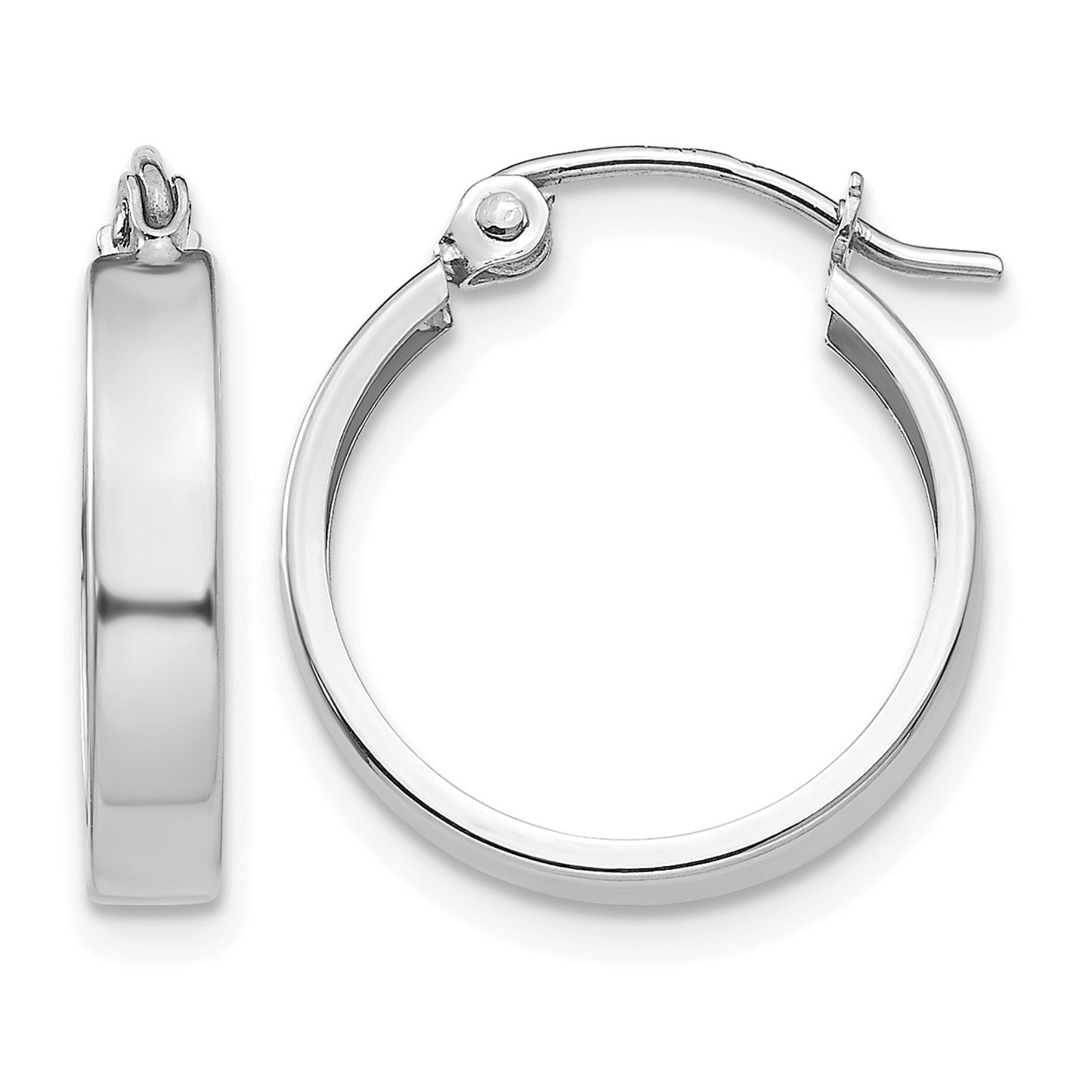 14k White Gold 3x14mm Polished Hoop Earrings